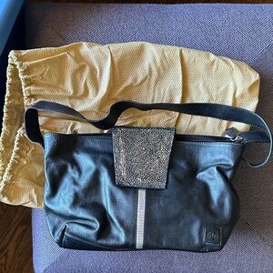 MY YENORY Black Leather Women's Purse